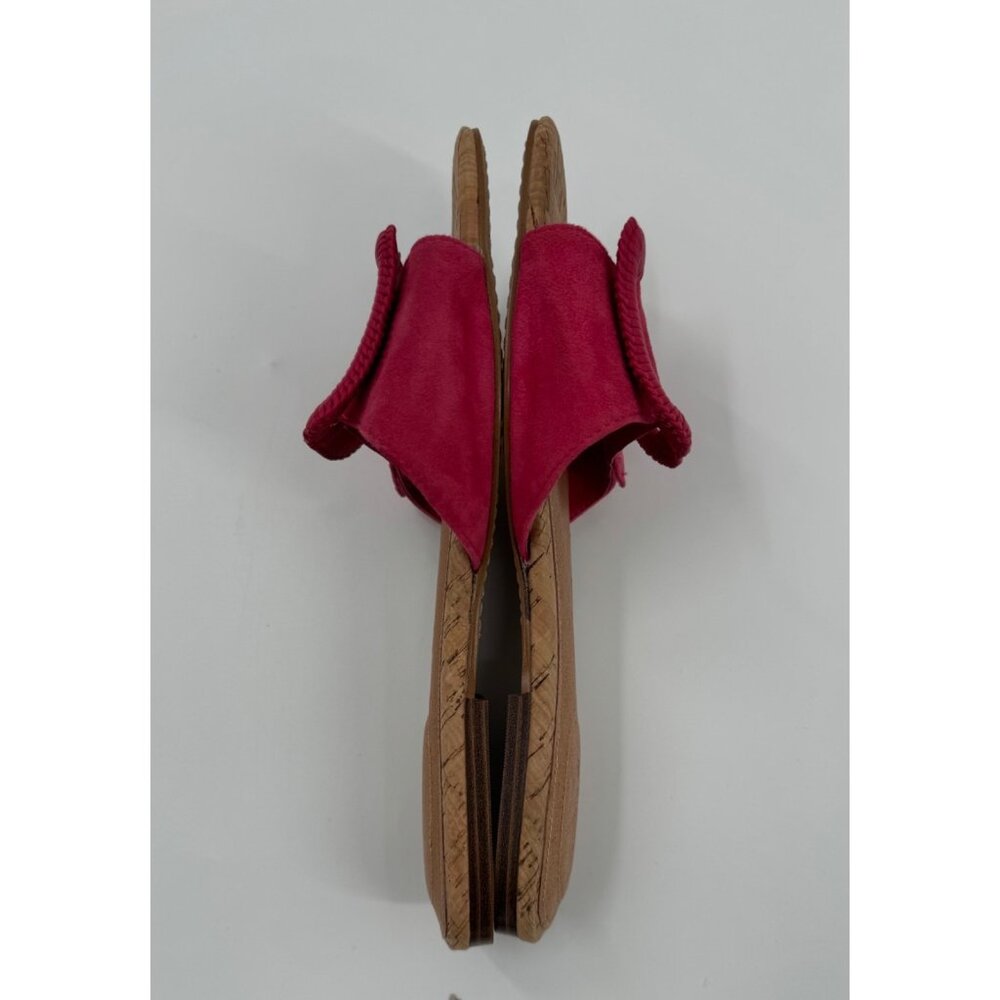 Birdies The Kiwi Ultra Pink Suede & Cork Slide Sandals With Large Buckle Size 8. - Picture 6 of 7
